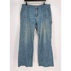 Route 66 Original Clothing Co Womens Wide Leg Med Wash Carpenter Jeans Size 18W